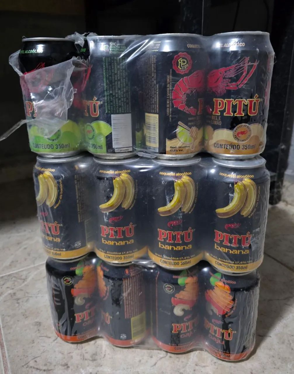 3 Caixinhas de Pitú Limão com mel, Cajú e Banana