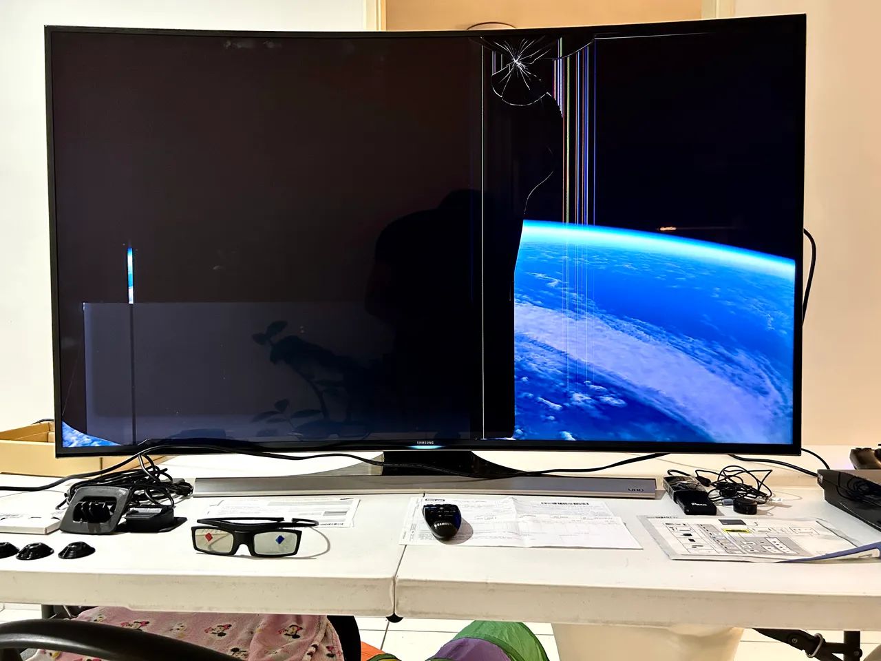  TV Samsung 55? Curva 4K UN55HU8700 Completa | Para Peças ou Reparo | Acessórios Originais