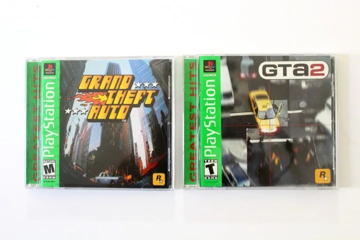 Coleção com Grand Theft Auto 1 e 2 para PlayStation originais e