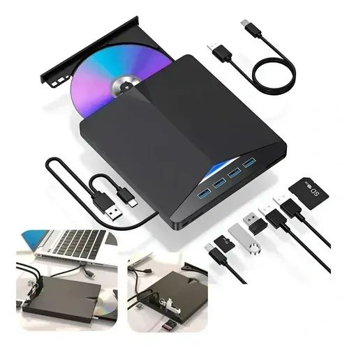 7 Em 1 Gravador Leitor Cd/dvd Externo Usb3.0 Pc Notebook - Foto 4