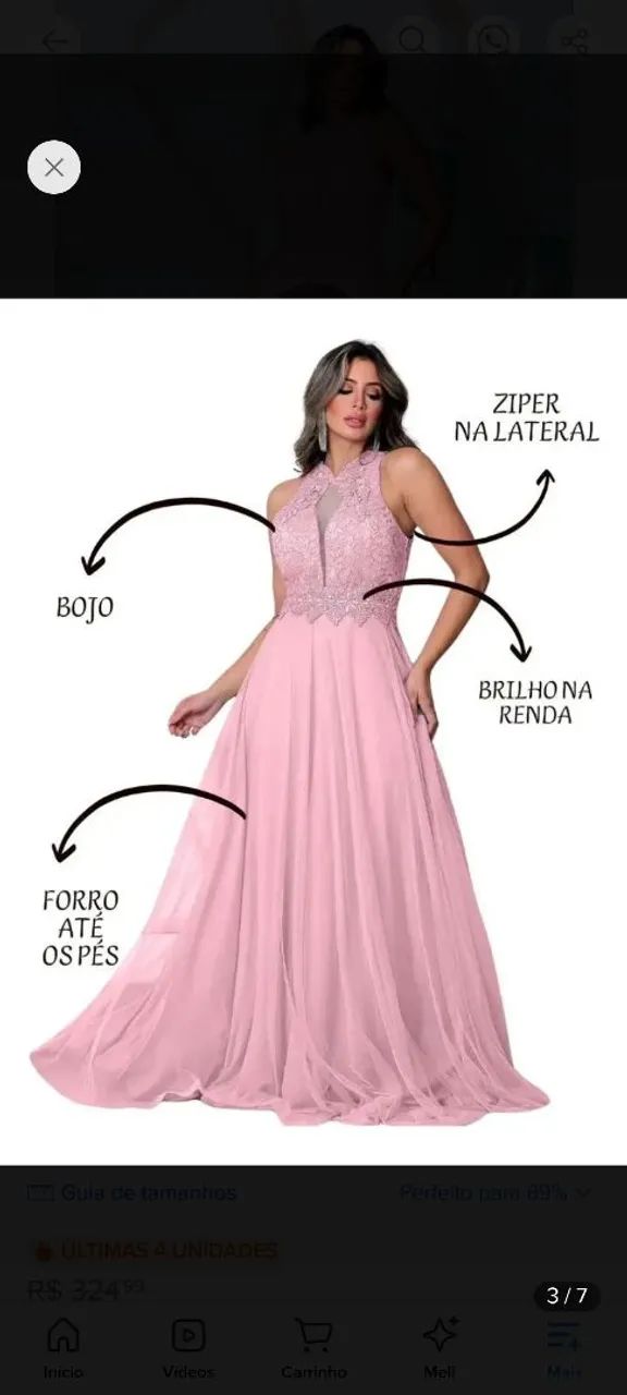 Vestido de festa em tule Rose GG