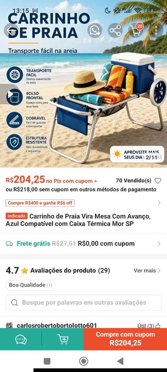 Carrinho que vira mesa  - Foto 4