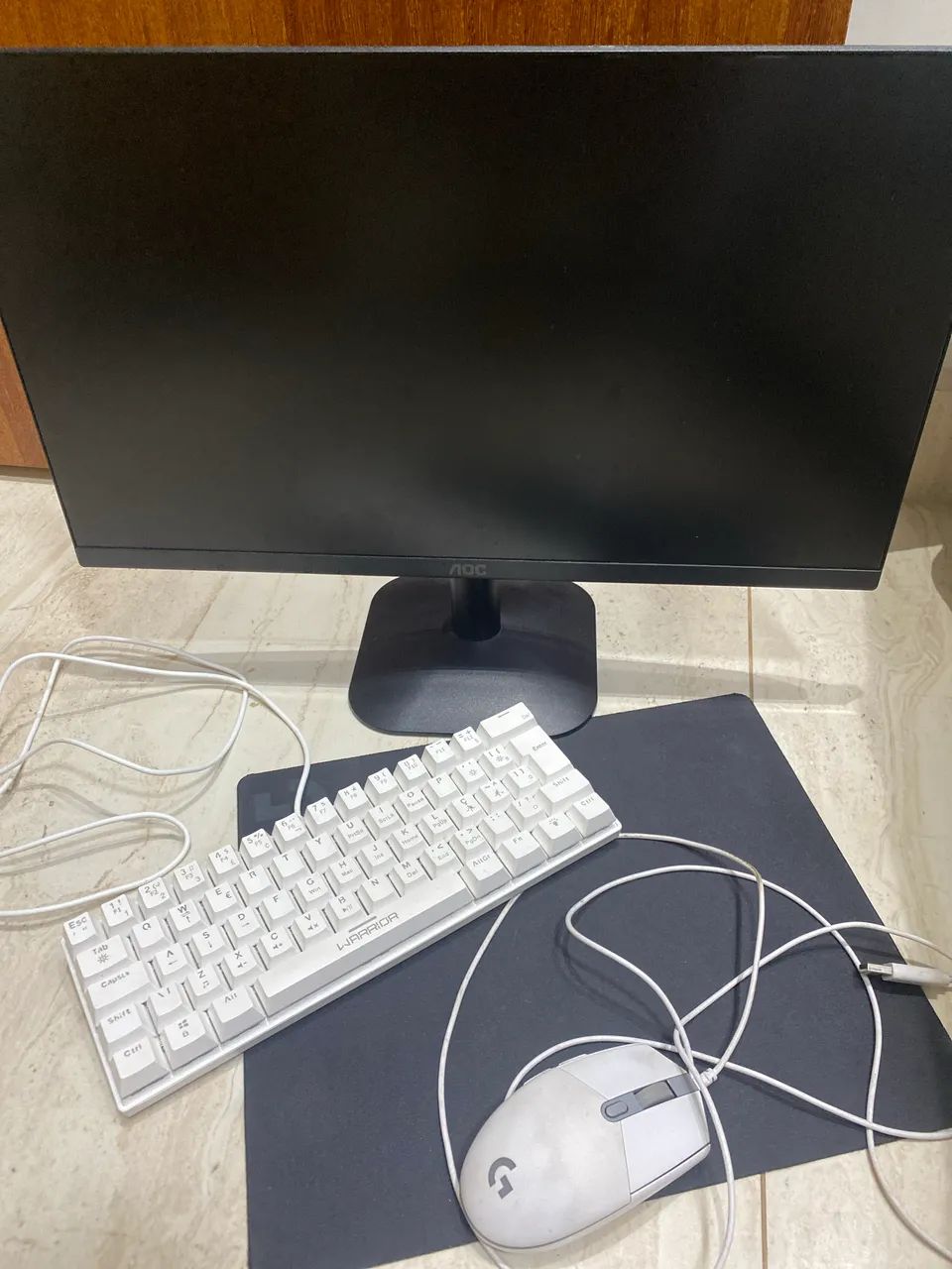 Kit monitor mouse e teclado e mouse pad