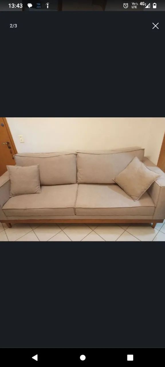 VENDE-SE SOFÁ 3 LUGARES, 1 ANO DE USO - Foto 2