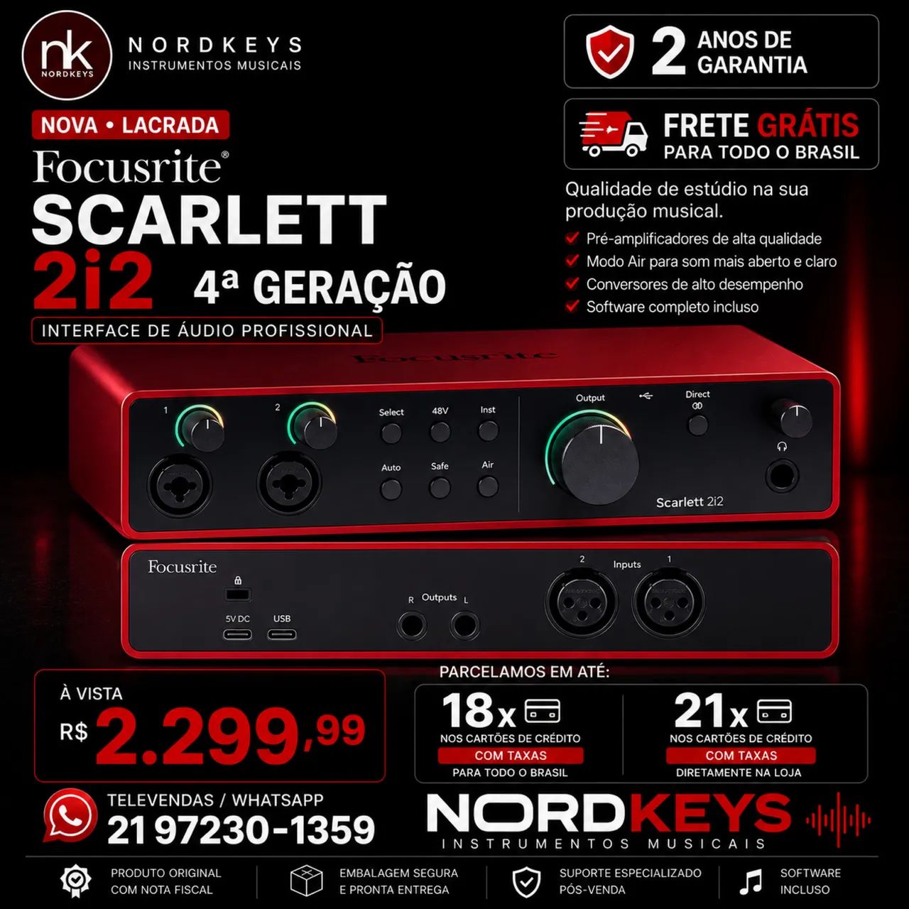 Interface de áudio Focusrite  - Foto 2