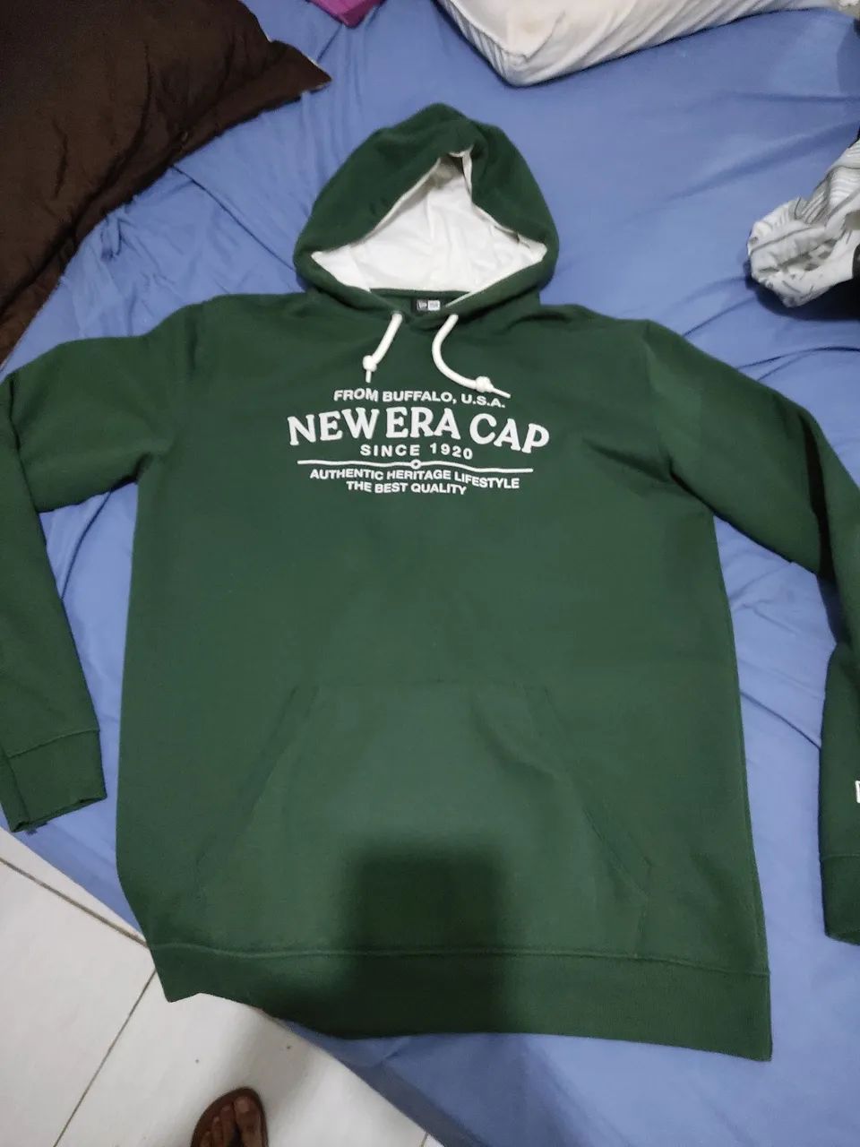 Blusa New Era nova verde moletom com capuz M - Foto 2