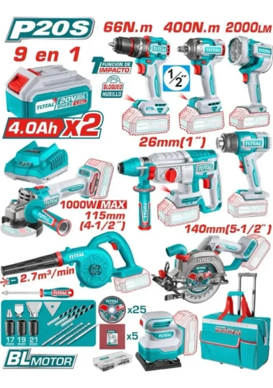 Kit Ferramentas 9 em 1 Total
