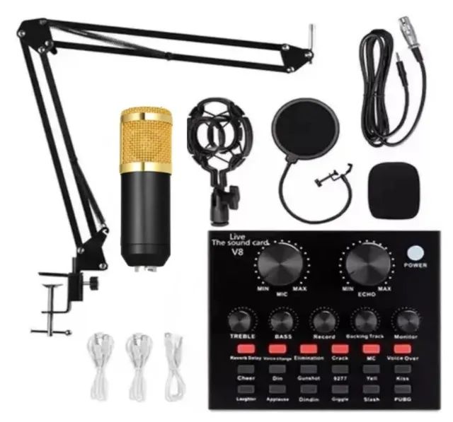 Kit Interface Mesa V8 e Microfone Bm 800 Com Braço Articulado