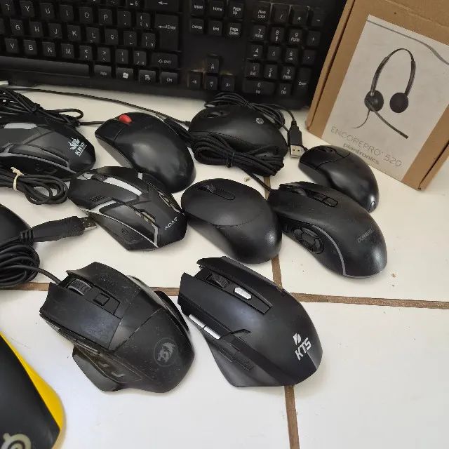 Lote 15 Mouses + Teclado, Headset, Webcams e Caixas de Som - 22 Itens - Foto 2