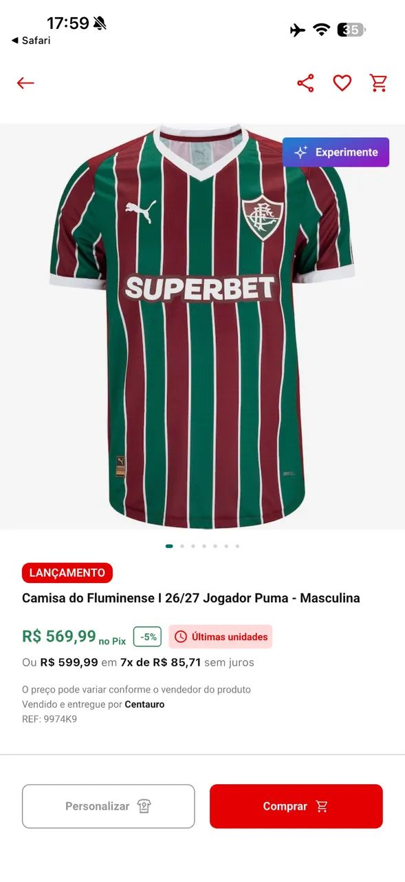 Camisa Fluminense Jogador 1 Original M - Foto 2
