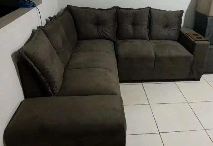 sofa de canto com puff...entrega gratis - Foto 3