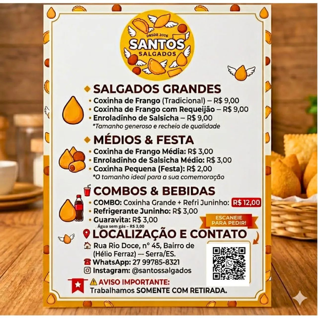 Salgados, coxinhas, pastel, enroladinho e etc... 