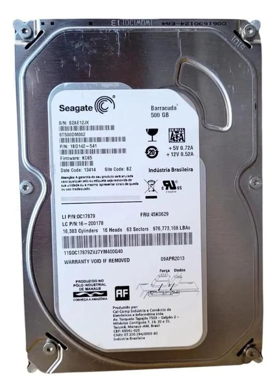  Hd 500gb Seagate Barracuda 3.5' - Usado/Bom