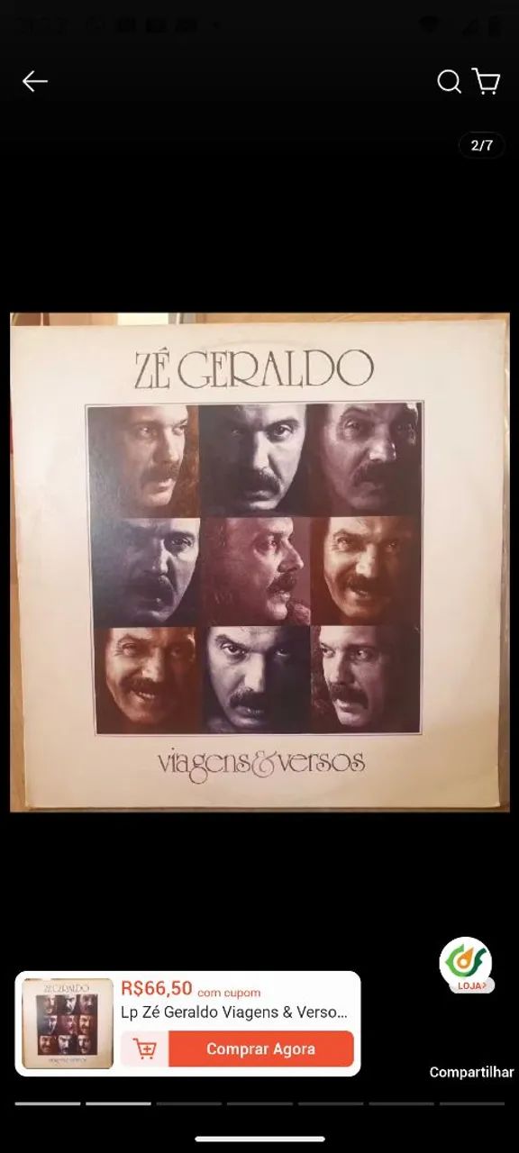 Disco vinil Zé Geraldo - Viagens & Versos
