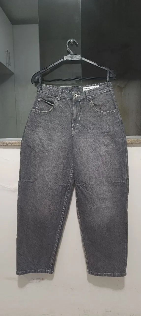 Calça jeans cinza Bershka 38 - Foto 4