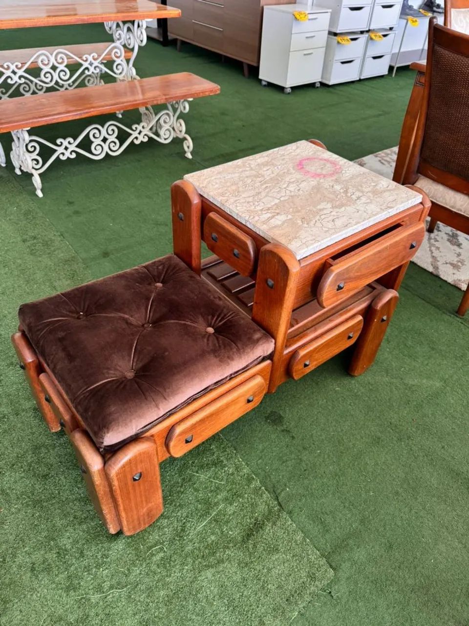 Mesa para telefone de madeira com gaveta - Foto 2
