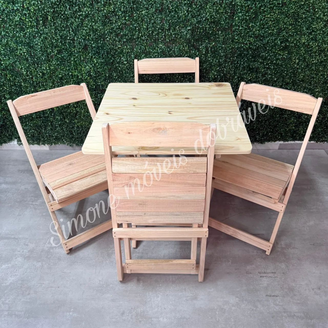 Conjunto sem pintura dobrável madeira  - Foto 2