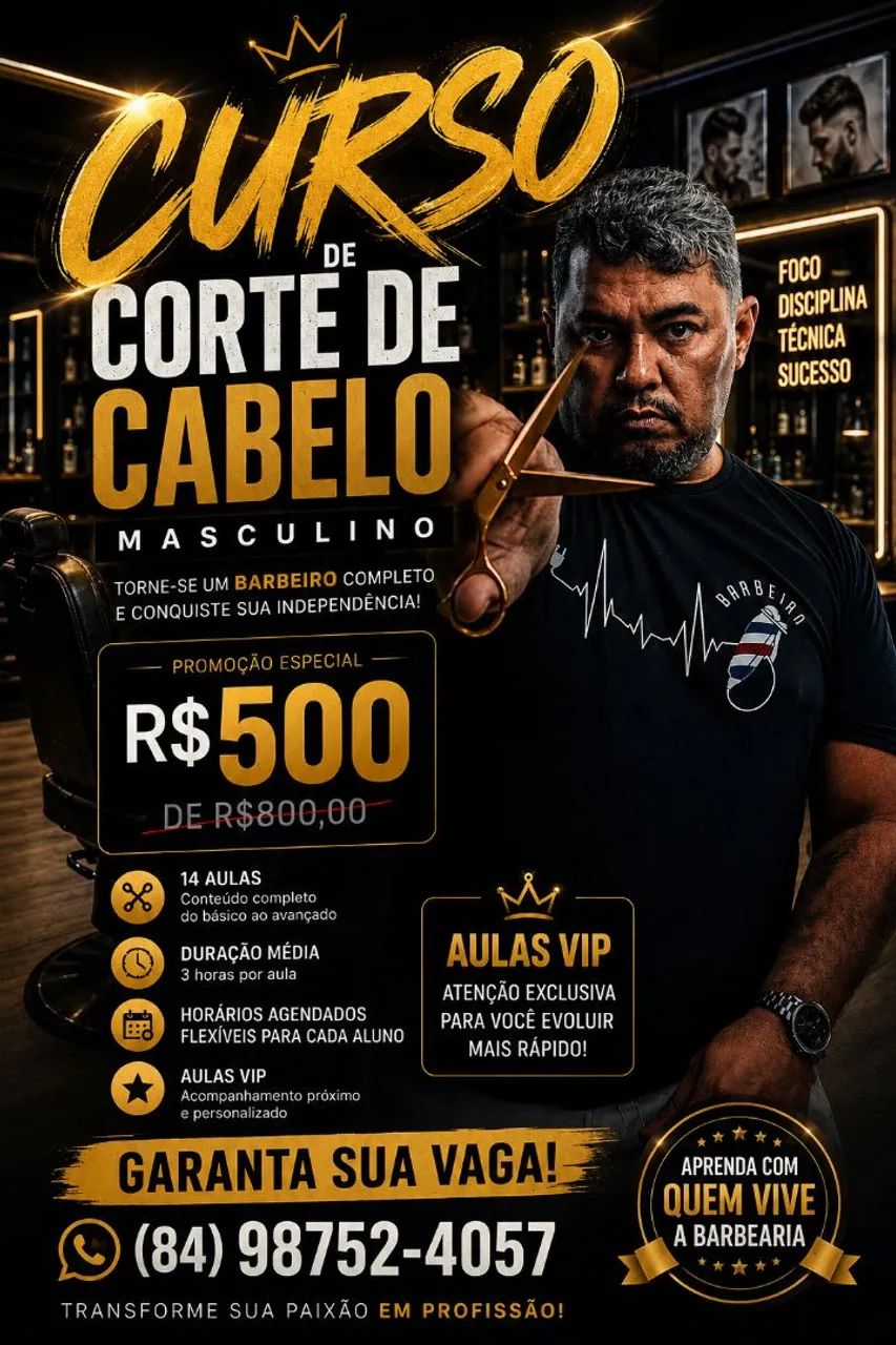 CURSO DE CORTE DE CABELO MASCULINO<br>
