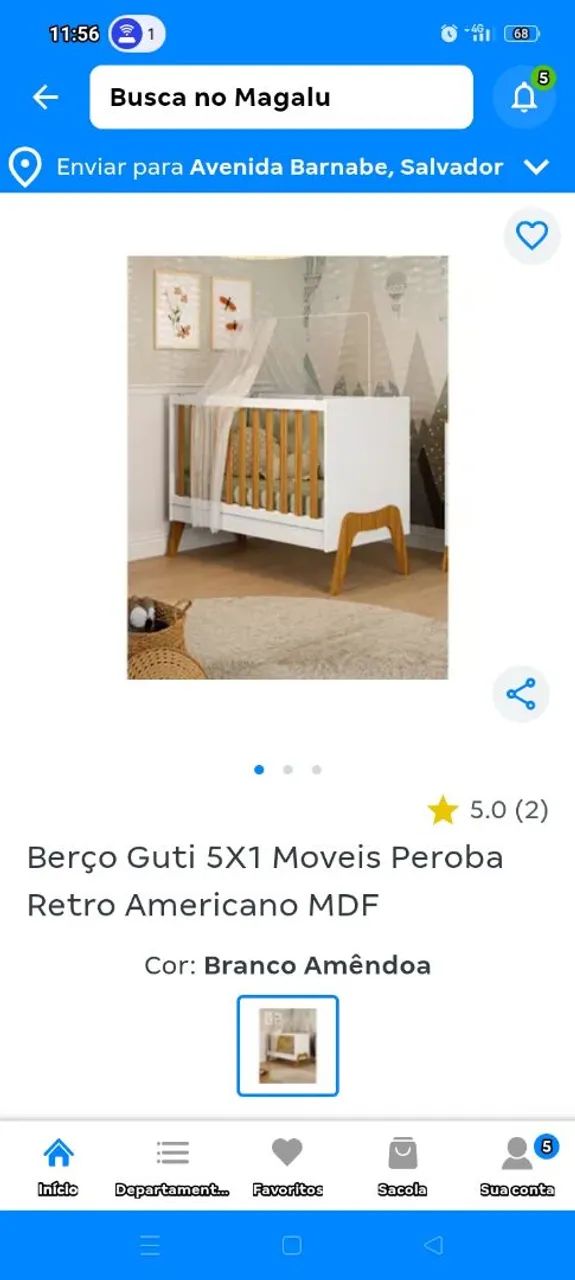 Vendo Berço 5 em 1 com colchão.