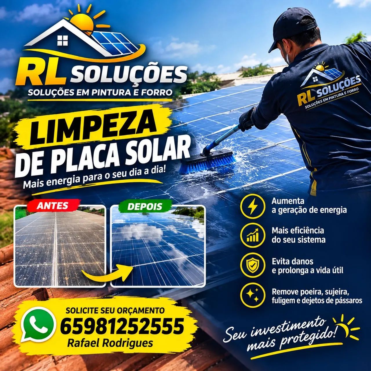 Lavagem de placas solar  