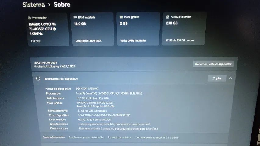 Notebook Asus Vivobook X515JA Core i5 com Placa de Video - Foto 2