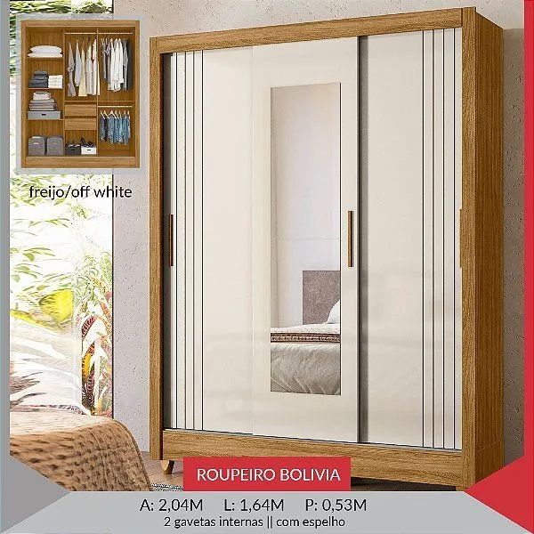 Roupeiro Bolívia - Freijó off white 