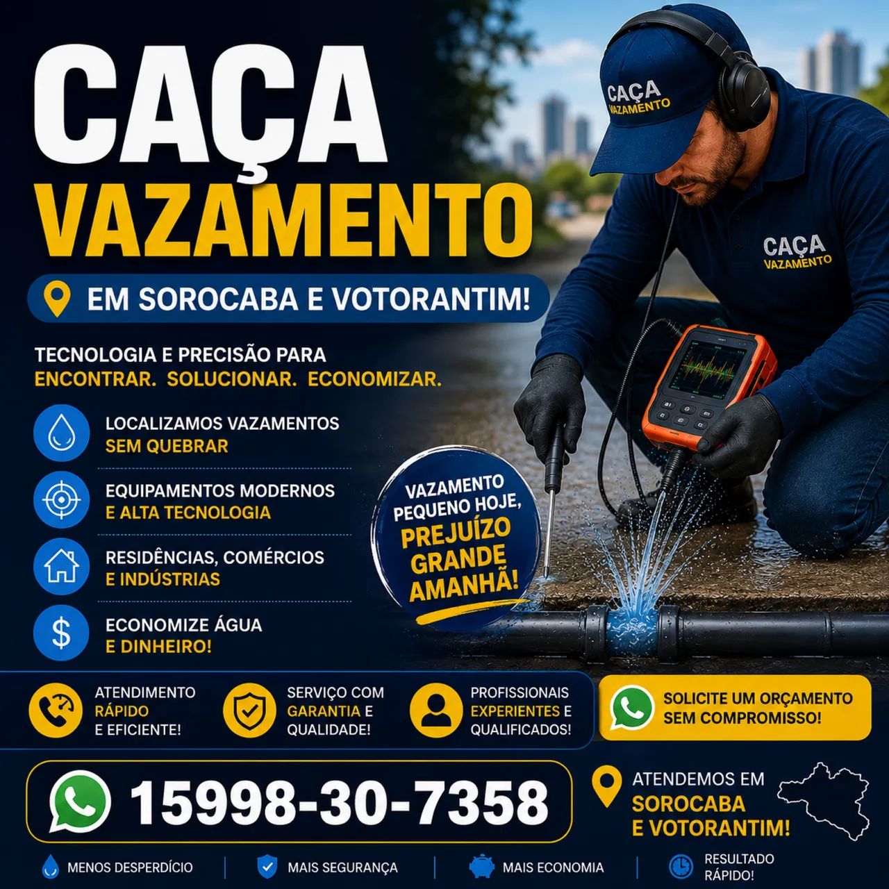 Caça vazamento Sorocaba e região