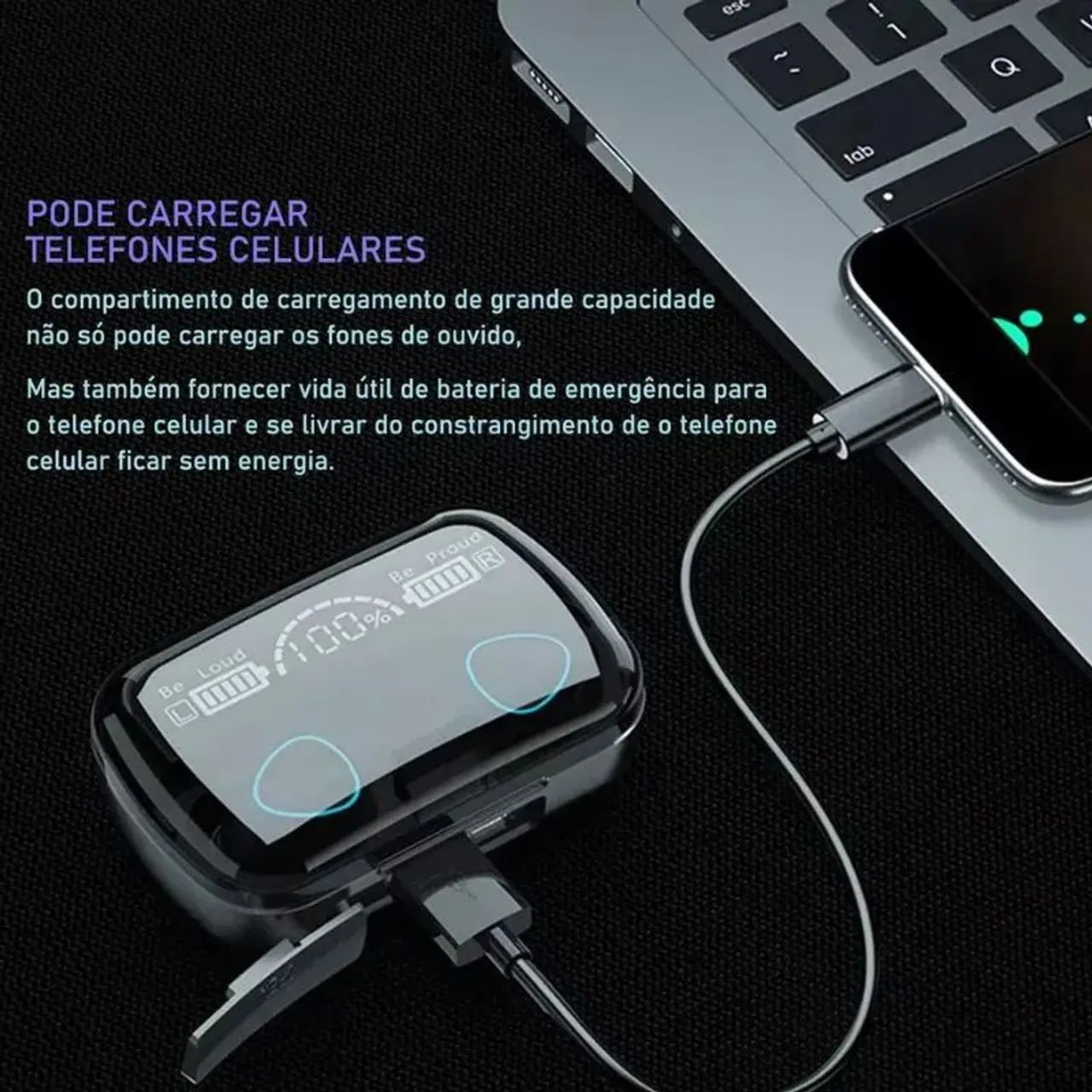 Fone De Ouvido Sem Fio Bluetooth M10 Touch Display - Foto 4