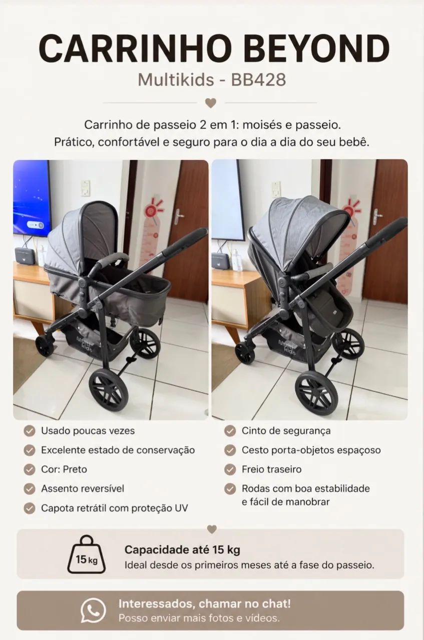 Carrinho de bebê multikids  - Foto 3