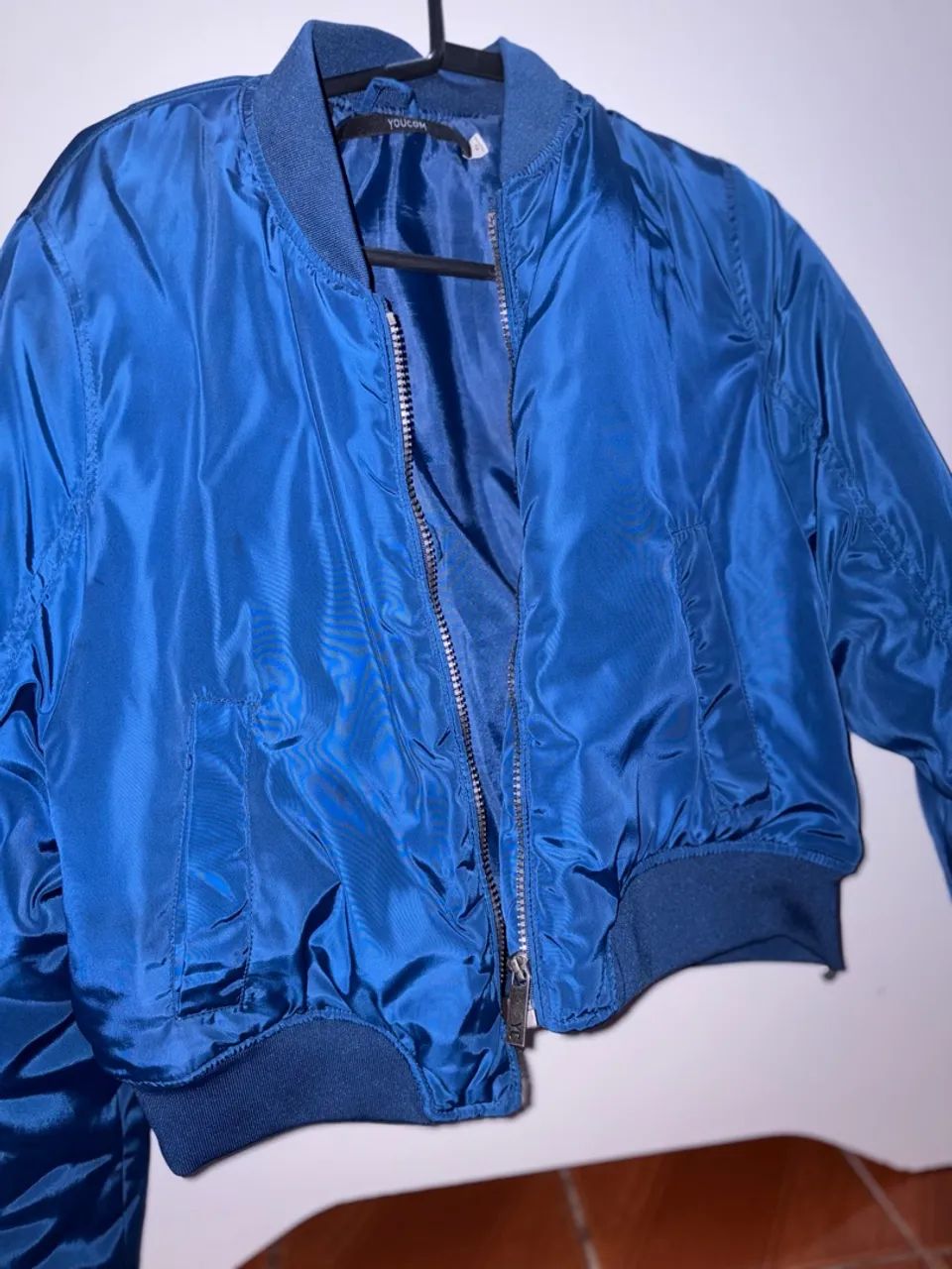 Jaqueta bomber cropped azul - Foto 2