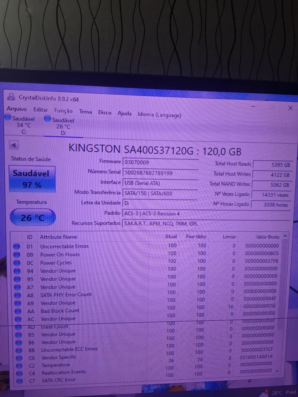 PROMOÇÃO HOJE Ssd 120 gb funcionando perfeitamente e saudável - Foto 2