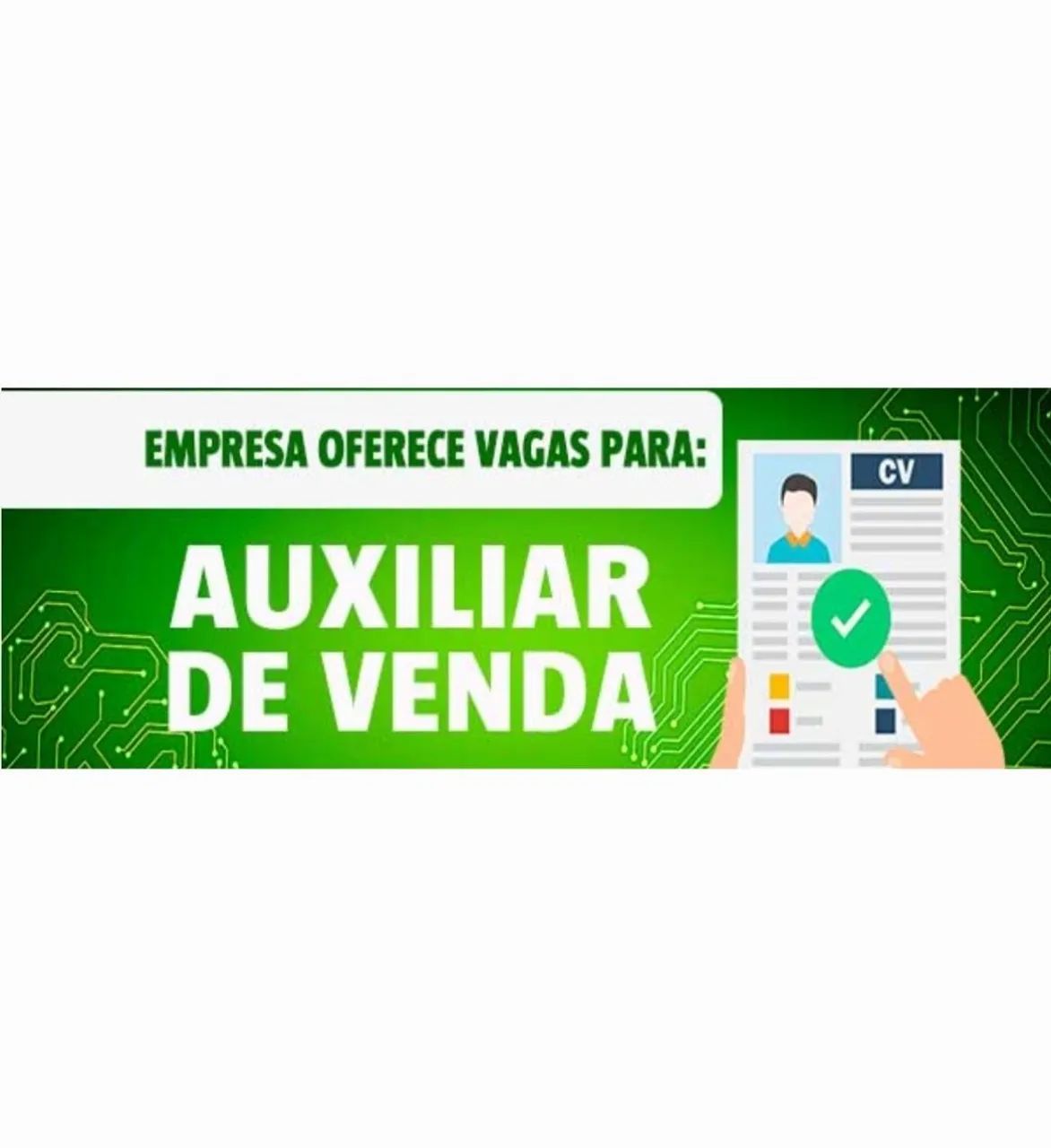 Vaga auxiliar de vendas