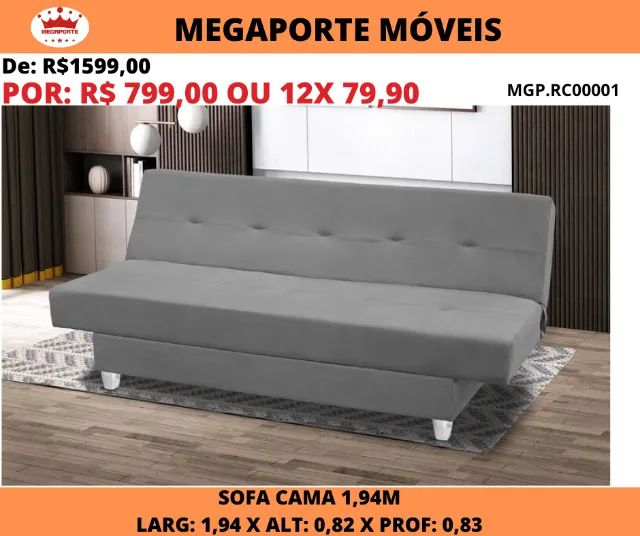 Sofá Cama Xangai 1,94 Veludo