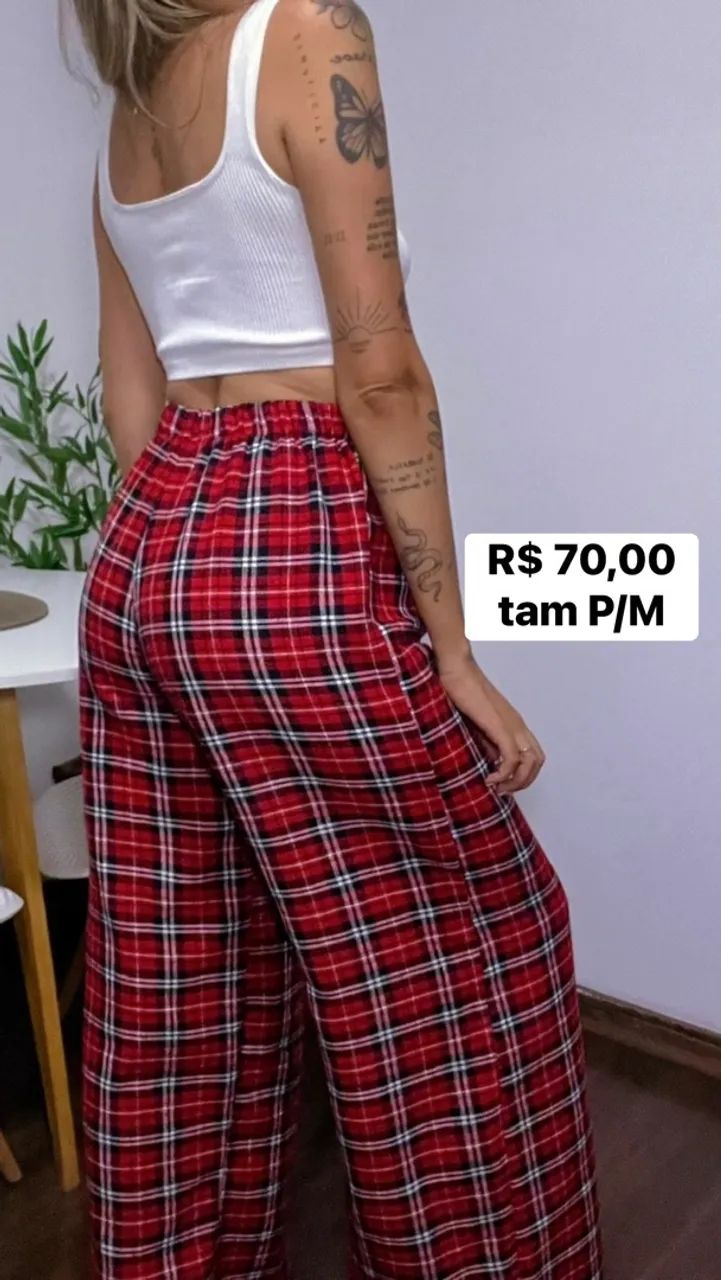 calça xadrez 