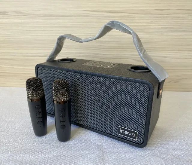 Caixa de Som para Karaokê com 2 Microfones Inova Rad 12302 - Foto 4