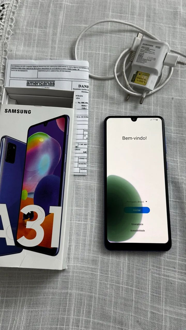 Samsung a31, com caixa, nota fiscal