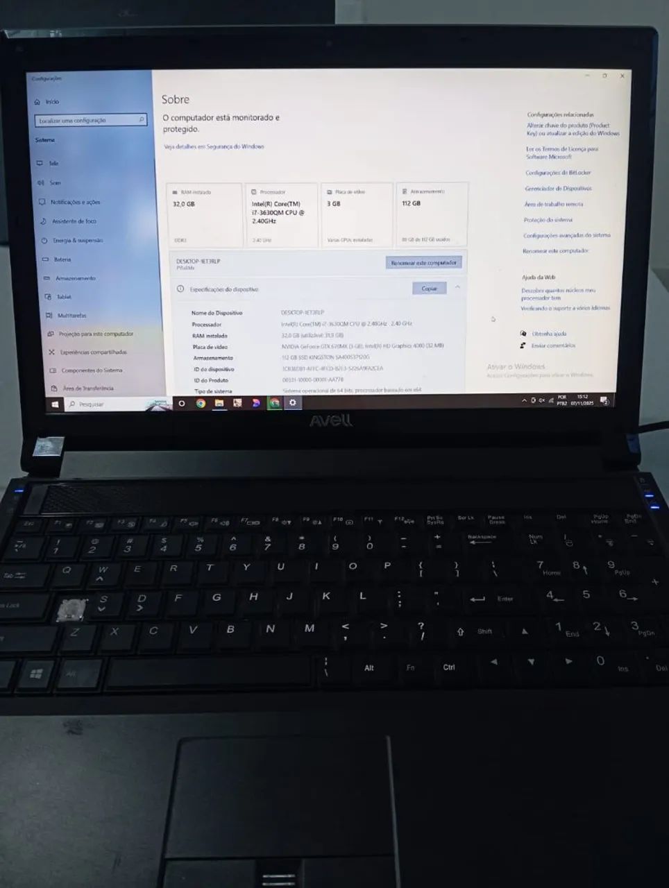 Torrando Notebook avell octacore, 32gb, placa de vídeo, 
