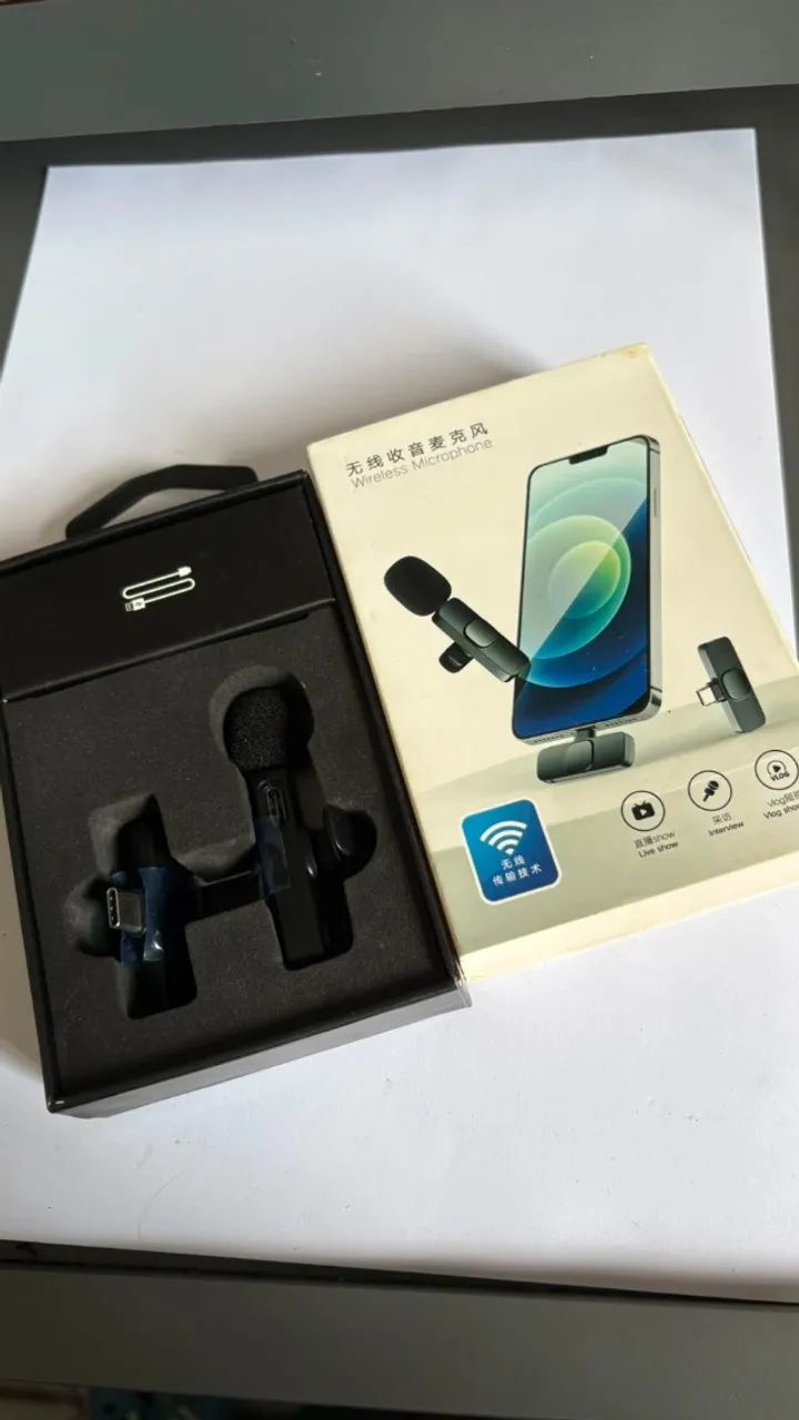 Microfone de Lapela Sem-Fio tipo USB-C