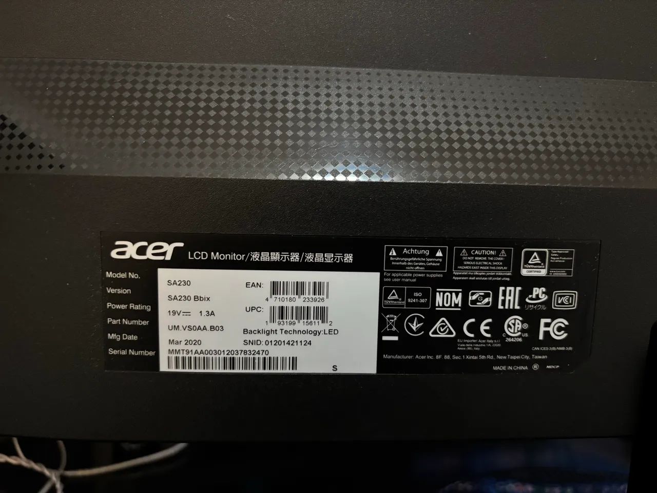 Monitor Acer 23 Polegadas SA230 | IPS 1MS 75hz - Foto 5