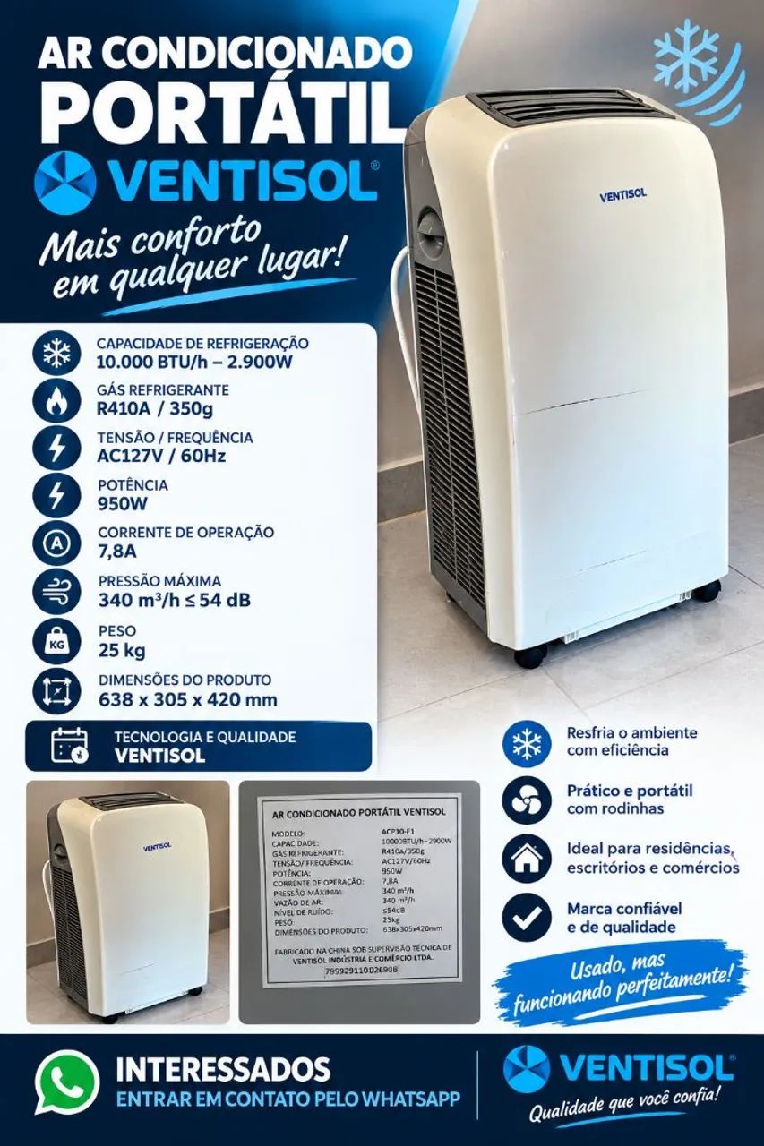 Ar condicionado portátil ventisol 