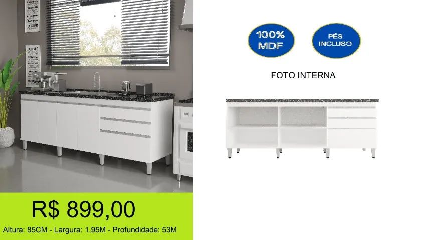 Gabinete para pias de 2,00M - Parcelamos sem juros!!  - Foto 2
