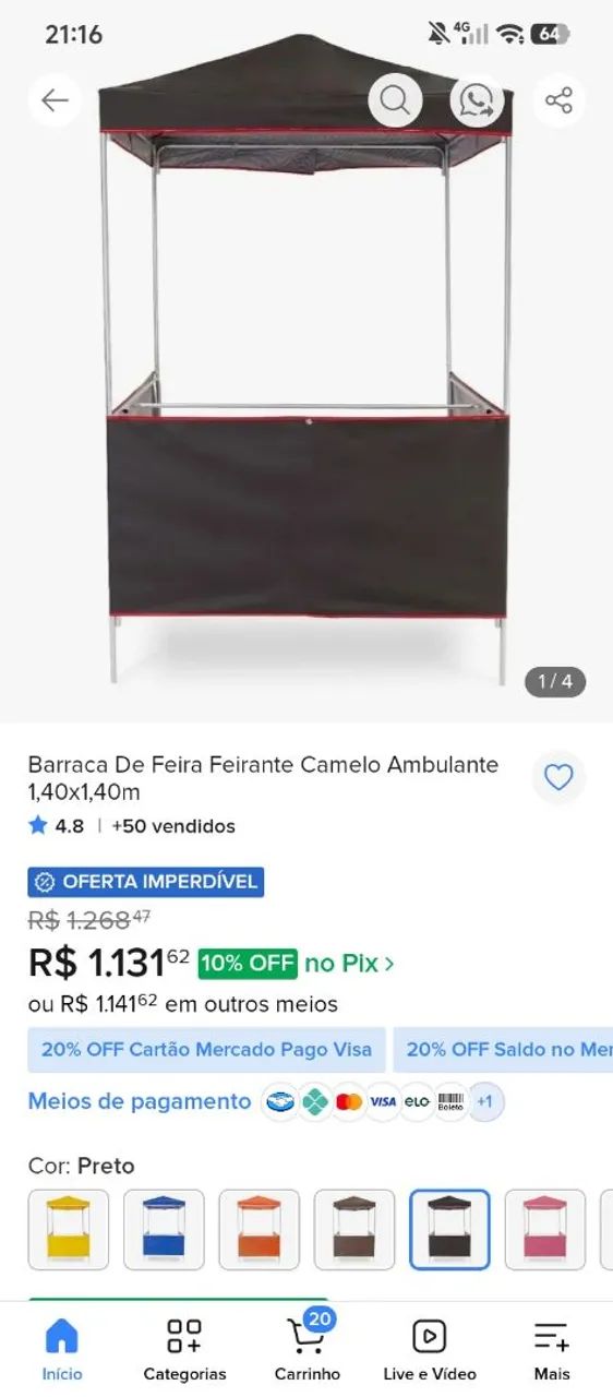 Barraca de feira com balcão