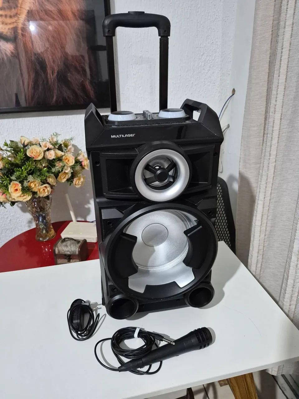 Caixa de Som Multilaser - Bluetooth + USB + Micro SD + 2 Microfones