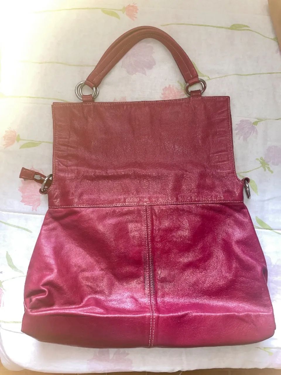 Bolsa de couro vermelha Amarelle - Foto 5