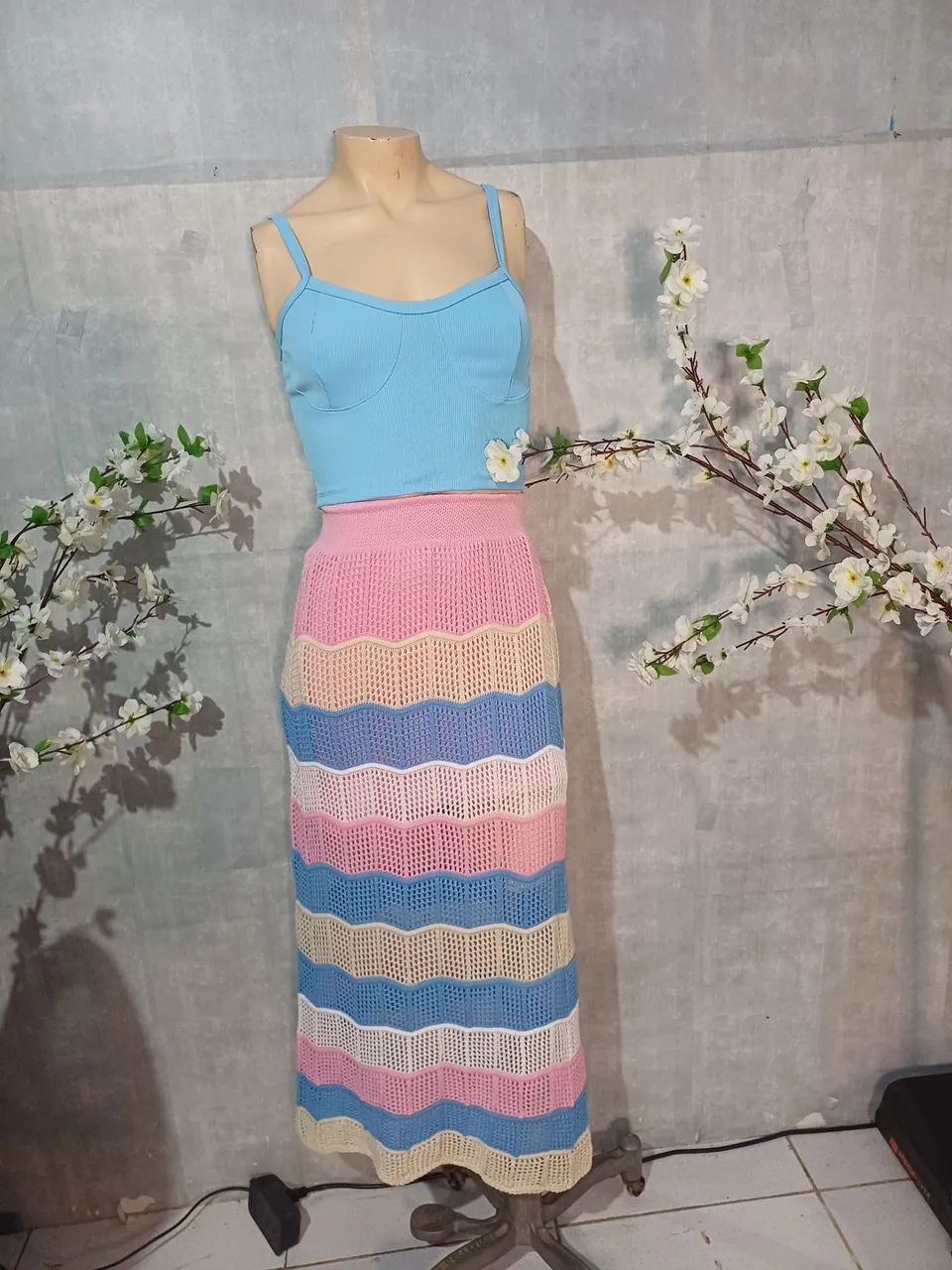 Conjunto saia longa tricô e cropped  - Foto 5