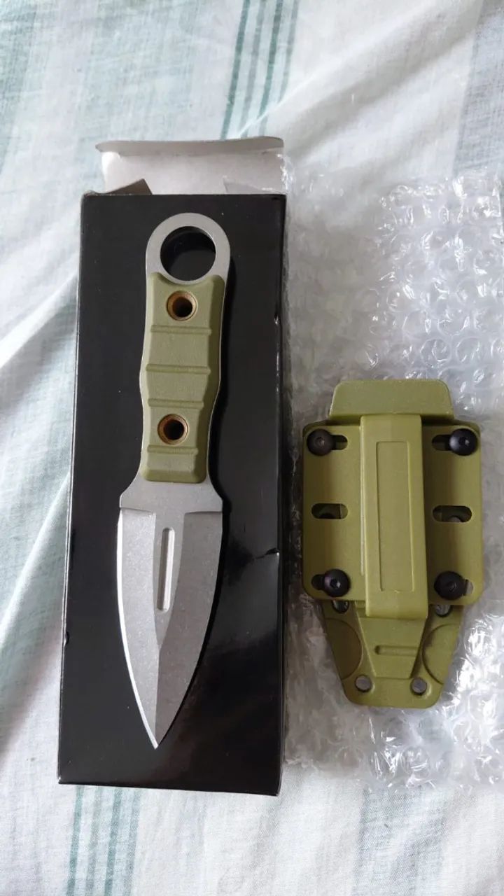 (Nova)Mini Faca Russa Fulltang defesa, Bainha, Cor Verde-escuro