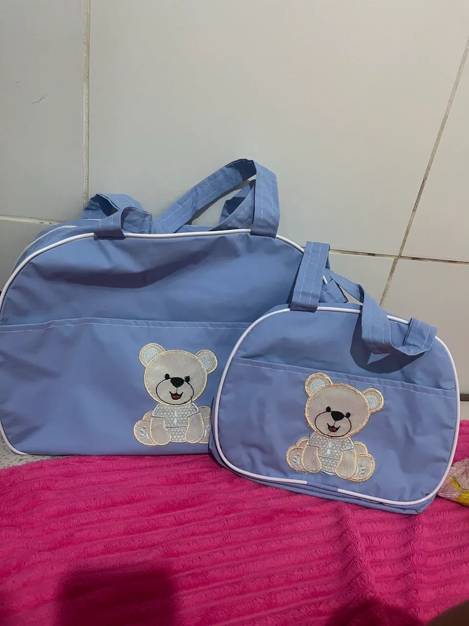 Kit com 2 bolsa maternidade azul  - Foto 3