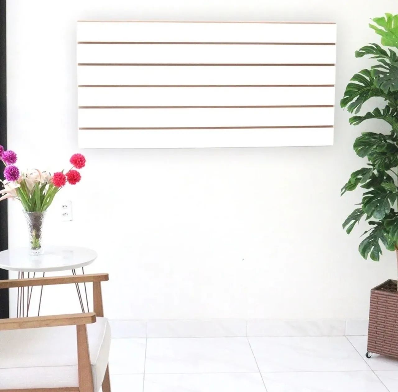 Painel Canaletado Branco Mdf 0,61 X 1,22 (4 Polegadas ) - Foto 2