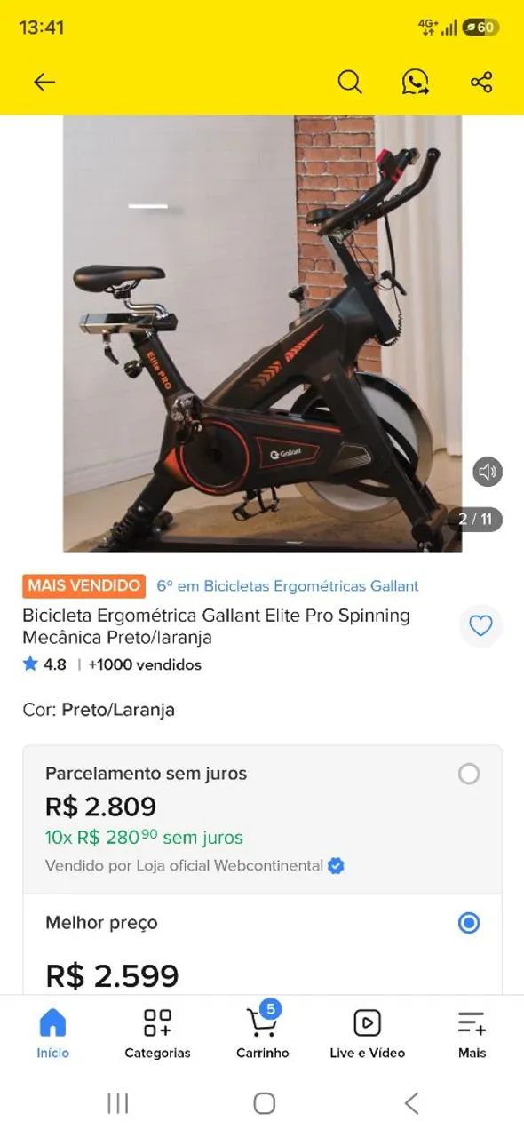 Bicicleta ergometrica spinning 