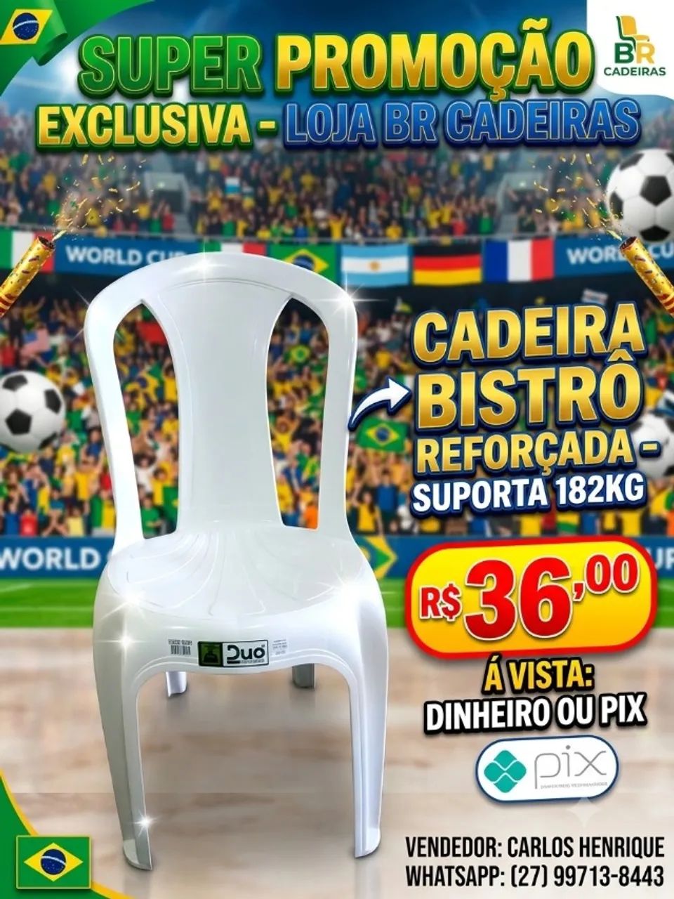Cadeira Plastico 182kg 
